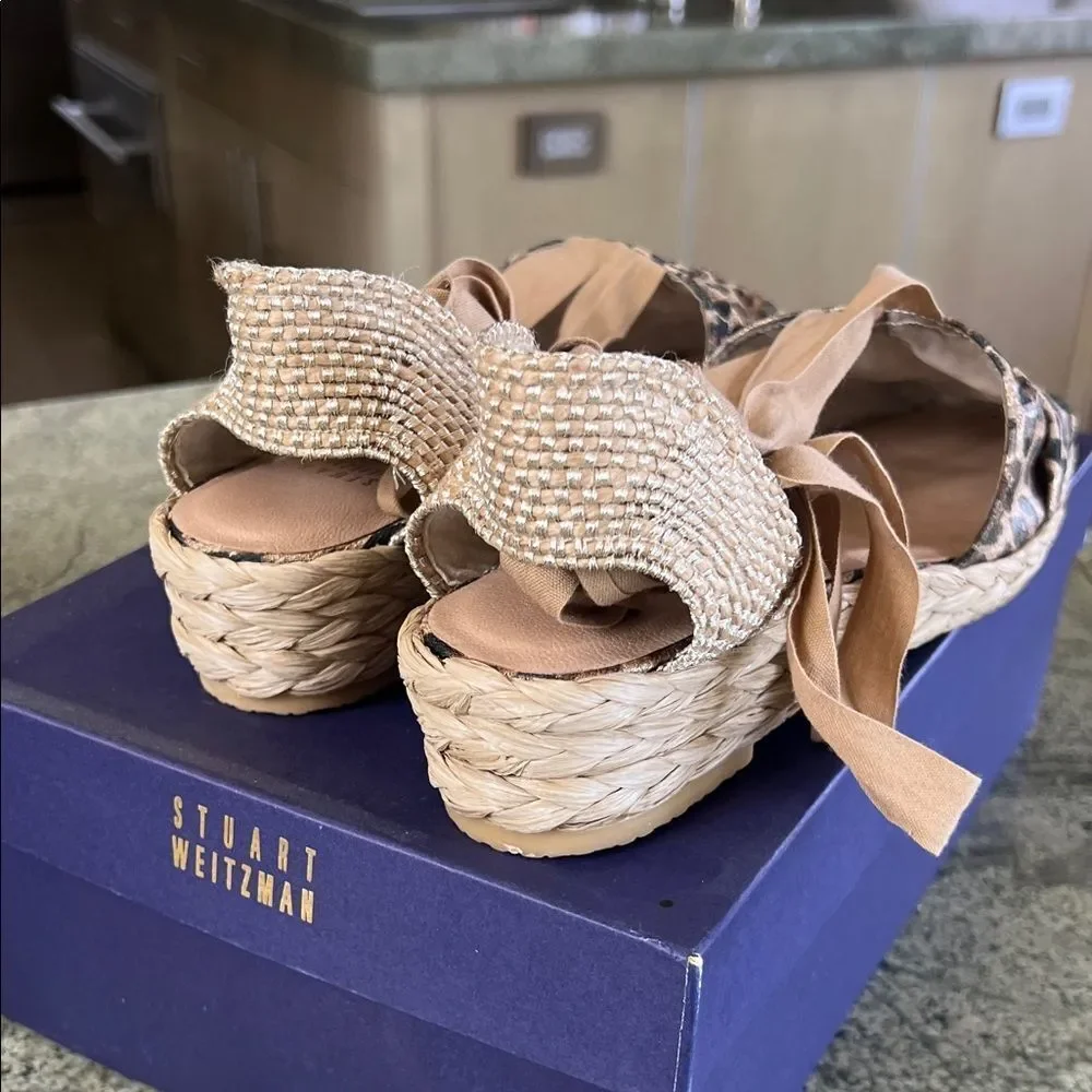 Stuart Weitzman Tan leopard pinup and Black Espadrilles 8